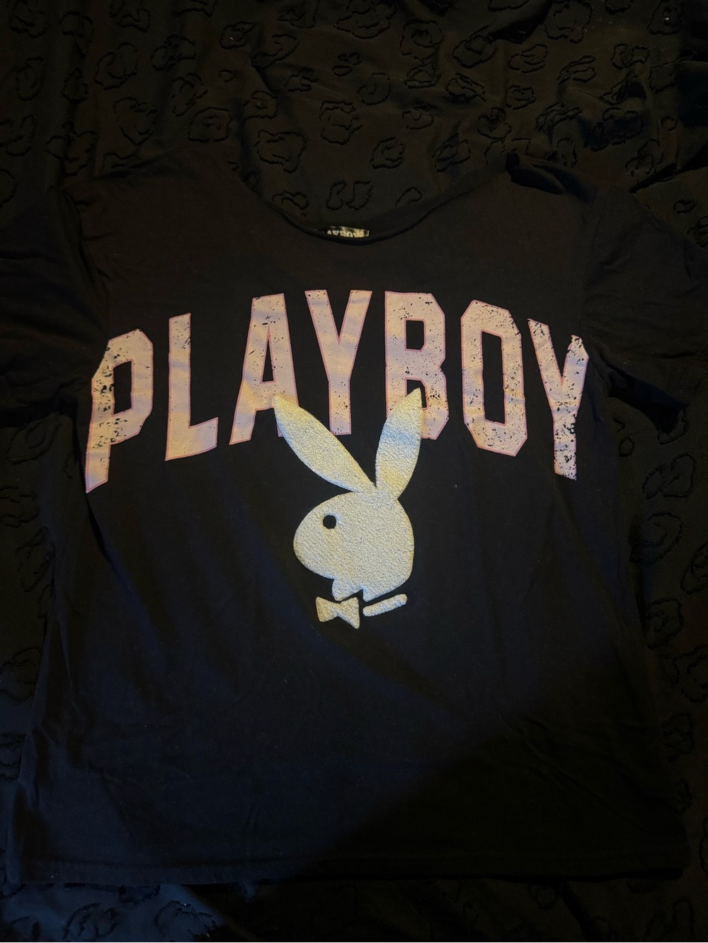 PLAYBOY Oversized Double Sided Graphic Off the Shoulder Tee